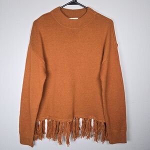 Indigo Thread Co. Women's Fringe Knit Sweater Crewneck Large New Boho Casual